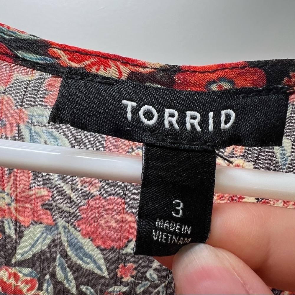 Torrid Lurex Chiffon Tie-Front Maxi Floral Kimono Multi Size 3 Paisley Black - Picture 9 of 10
